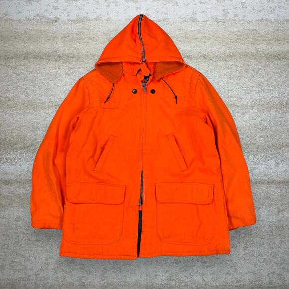 True Vintage Ted Williams Hunting Jacket Orange Cotton Insulated Full Zip 70s